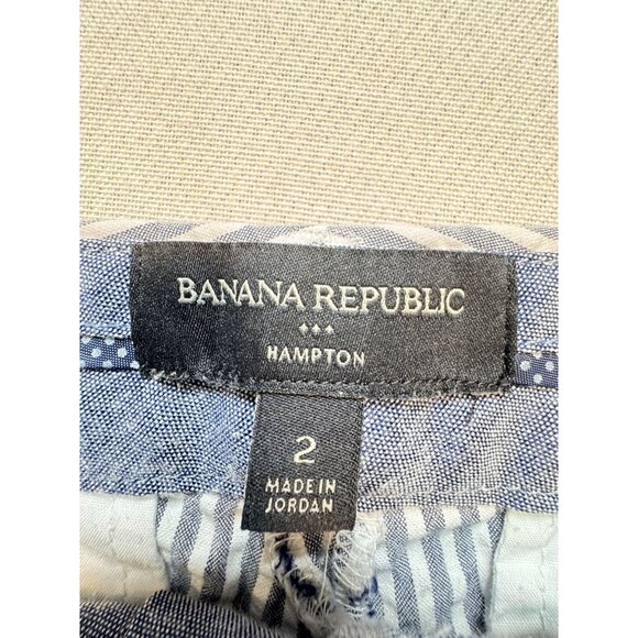 Banana Republic Womens Hampton Straight Pants Sz 2 Blue White Pinstripe Workwear - Picture 2 of 14
